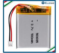 ✅BATTERIA LIPO DIY 503035 - 3,7V DC 500mAh CONNETTORI 2P-PH PASSO 2,0 mm✅