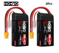 Batteria Lipo HOOVO 2S 7.4 V 2200 mAh 50C SoftCase Confezione corta Batteria Lipo RC con spina XT60 per aereo elicottero auto RC 1:16 7.4V 2200mAh 2Pcs