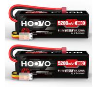 Batteria Lipo HOOVO 5200 mAh 3S 11.1 V 80C Custodia rigida Batteria Lipo RC con spina T Batteria RC per RC Auto Heli Aereo Barca 2 pezzi