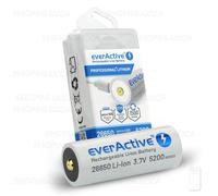 Batteria Litio 26650 Ricaricabile Pila 5200mAh 3,7v protetta polo rialzato