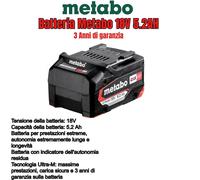 BATTERIA METABO 18V 4.0-5.2AH ORIGINALE LITIO BATTERIE COLLOMIX STEINEL MAFELL