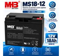 Batteria MHB MS18-12 12V 18Ah Piombo Ricaricabile UPS Allarme Backup Trattorino