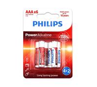 Philips Batteria alcalina LR03P6BP AAA senza cadmio, mercurio e piombo – Confezione da 6 pezzi