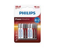 Philips LR6P6BP Batteria Alcalina AA senza Cadmio, Mercurio e Piombo, Confezione da 6 Pezzi