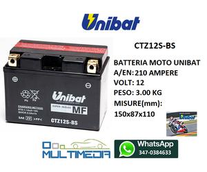BATTERIA MOTO SCOOTER UNIBAT CTZ12S-BS 12V 11AH 210 EN SPUNTO