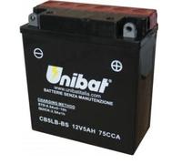 BATTERIA MOTO UNIBAT AGM 12V 5 AH 75A 1.88KG PIAGGIO PEUGEOT DIM. 120x60x130 MM