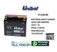 BATTERIA MOTO UNIBAT CT12B-BS 12V 180A/EN SPUNTO