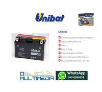 BATTERIA MOTO UNIBAT CT7B-BS 12V 6AH SPUNTO 85A POS.SX 1506593