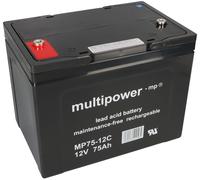 Batteria Multipower MP75-12C Pb 12V 75Ah Cicli Stabile, M6 Filettatura Interna