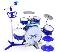 Batteria Musicale Giocattolo con Microfono Pianola Piatto DJ e Lettore MP3 Blu