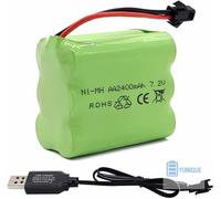 Batteria NiMH 7,2V 2400mAh con USB per modellismo RC auto e barche - Verde