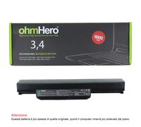 Batteria Ohmhero™ NERA 6800 mAh REALI per asus K43E