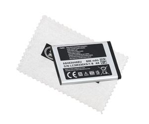 Batteria originale Samsung AB463446BU per Samsung C3520 C3560 C3750 E1050 E1070 E1080 E1100 E1120 E1150 E1190 E12000 E1230 2210 E2330 E2530 E2600 E3210 con panno di pulizia Shlok