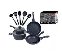 Batteria Pentole 12 Pezzi in pietra lavica antiaderente