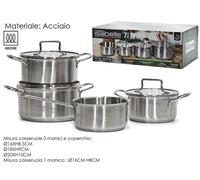 Batteria Pentole 7 Pezzi Inox Full Induction con Coperchi