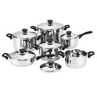 Batteria PENTOLE Bavaria 12 Pezzi con 6 COPERCHI in Acciaio Inox 18/10 Padella
