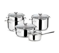 Lagostina Smart - Set Batteria Pentole 9 pz, Acciaio 18/10, Triplo Fondo Incapsulato