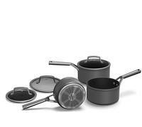 Ninja Foodi ZEROSTICK Set di Pentole, 3 Pentolini Antiaderenti, Alluminio Anodizzato Antigraffio, Coperchi in Vetro, Compatibile con Piastra a Induzione, Lavastoviglie e Forno 260°C, Grigio C33000EU