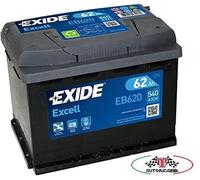BATTERIA PER AUTO 12V 62 AH POSITIVO A DX 540A SPUNTO EXIDE EXCELL = 60 AH EB620