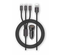 Batteria per auto TechOneTech 2x Cavo USB-A 3 in 1 MicroUSB, Lightning e USB-C - Nero NEW