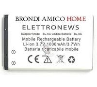Batteria per Brondi Amico Home capacità e prestazioni 1000 mAh pari all'originale BL-5C Bianca, Nuova. Idonea per il telefono fisso con Sim Amico Home BL5C