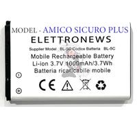 Batteria per Brondi Amico Sicuro Plus BL-5c, 3,7V 1000mAh, Bianca, Perfettamente Compatibile