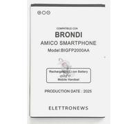 Batteria per Brondi Amico Smartphone 3G, BIGFP2000AA Amico Smartphone BL-55A, Prestazioni e Capacità pari all'originale, 2000 mAh durata eccellente. Attenzione Specifica solo con questo modello.