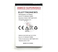 Batteria per Brondi Amico Supervoice caratteristiche e prestazioni pari all'originale 800mAh, BL-4C Batteria Brondi Amico Super voice Nuova.