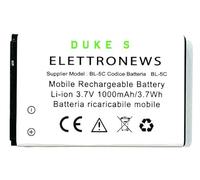 Batteria per Brondi Duke S, 1000 mAh,3,7V, BL-5C, prestazioni e capacità pari all'originale.