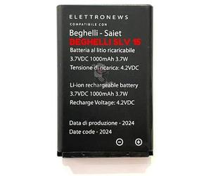 Batteria per cellulare Beghelli Salvalavita SLV15 Batteria Compatibile per Cellulare Salva la vita SLV15, 1000mAh, 3,7V BL-5C Nera capacità e prestazioni pari all'orignale, nuova e Garantita.