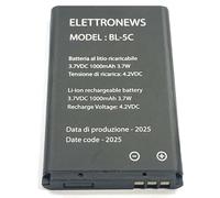 Batteria per cellulare Uleway G340D capacità e prestazioni pari all'originale, 1000mAh, 3,7V modello BL-5C Nera, Nuova.