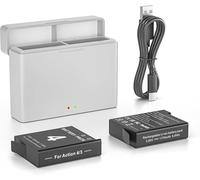 Batteria per DJI Osmo Action 5 Pro/4/3, 1850mAh Batterie Ricaricabile e Caricabatterie per DJI Osmo Action 5 Pro, Osmo Action 4, Osmo Action 3 Fotocamera (2 Batteria + Caricatore + Cavo USB)