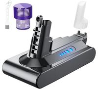 Batteria per Dyson V10 SV12 Batteria di Ricambio per Dyson Absolute Animal Motörhead Fluffy Total Clean 206340 969352-02 (1 cartuccia filtro+1 spazzola per la pulizi 1 cappuccio protettivo)