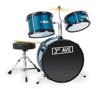 Batteria Per Principianti 3rd Avenue Junior Kids, Set Di Batteria Da 3 Pezzi Con Piatto, Sgabello E Bacchette, Colore Blu - Lezioni Gratuite Di 6 Mesi