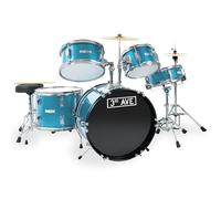 Batteria Per Principianti 3rd Avenue Junior Kids, Set Di Batteria Da 5 Pezzi Con Piatto, Sgabello E Bacchette, Colore Blu - Lezioni Gratuite Di 6 Mesi