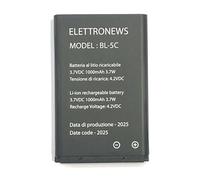 Batteria per Saiet Scudotre, per Saiet Scudotre Plus, Batteria per cellulare SAIET modello SCUDOTRE, scudotre +, capacità 1000mAh, 3,7V, nuova produzione, BL-5C Nera