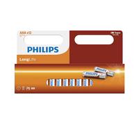 Confezione da 12 batterie Philips a lunga durata al cloruro di zinco, formato AAA.