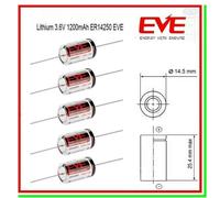 Batteria Pila EVE 14250 CNA 3,6V Li-SoCl2 1/2AA 1200mAh Assiale a Saldare x5