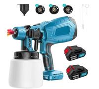 Batteria Pistola a Spruzzo per Verniciare,Sostituto di Makita,18V Senza Fili Verniciatore Spruzzo Con 2x 3000 mAh Batterie, Contenitore da 1000ML ,Per Pittura di Case, Pareti, Recinzioni(blu)