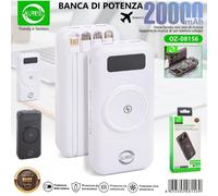 Batteria Portatile Power bank 20000 mah cavi ricarica wireless Caricatore 2 Usb