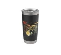 Batteria retrò che disegna la banda musicale Bicchiere termico in acciaio inox doppia parete