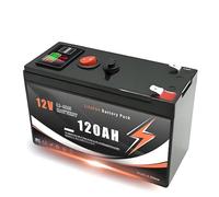 Batteria ricaricabile 12V LiFePO4 120Ah per giocattoli scooter UPS pannelli solari ecoscandaglio kayak - carica 12.6V, BMS integrato, 15x9.5x6.4cm, 1,4kg