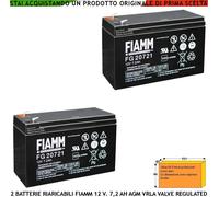 Batteria Ricaricabile 2 Pezzi Pb Fiamm 12 V 7,2 Ah AGM VRLA x Sirena Antincendio