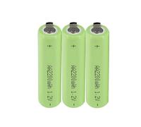 Batteria ricaricabile AA da 1,2 V 2200 mAh Guscio verde con linguette di saldatura compatibile con rasoio elettrico Philips, compatibile con spazzolino Braun(3PCS)