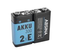 BATTERIA RICARICABILE ABSINA ricaricabile, 9V E-Block, 300 mAh, 8,4 V