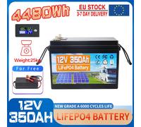 Batteria ricaricabile al litio ferro fosfato 12V 350Ah LiFePO4 BMS integrato per carrello da golf da campeggio esterno Accumulo solare + caricabatterie 12V120AH