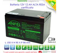 BATTERIA RICARICABILE AL PIOMBO 12V 12Ah HZ162 6-DZM-12 SICUREZZA ALLARME