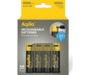 Batteria ricaricabile Aqiila AA USB-C 1,5 V 2000 mAh Li-Ion (4x)