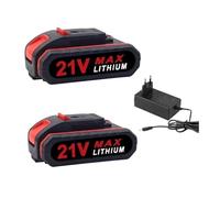 Batteria ricaricabile da 21 V compatibile con la batteria di ricambio Worx senza fili, sostituisce il trapano a percussione 88VF, 48VF, 36VF, motosega elettrica, forbici.(2 Battery 1 Charger)