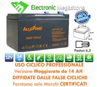 BATTERIA RICARICABILE PIOMBO 12 Volt 14Ah 14 Ah ERMETICA CICLICA BICI ELETTRICA